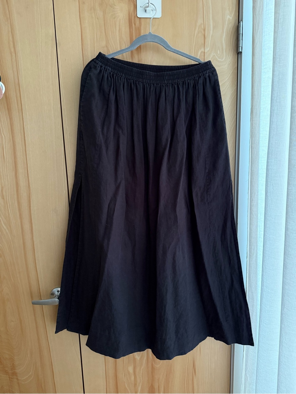 COS black linen skirt